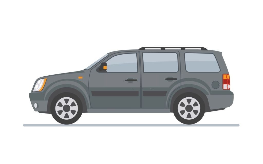 Gray off-road car isolated on white background. Flat style, vector illustration