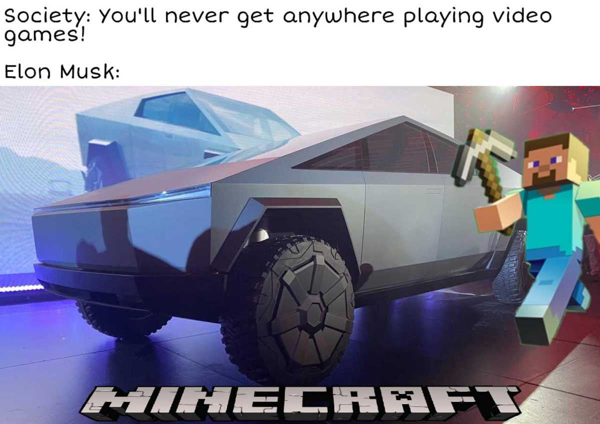 cybertruck meme minecraft