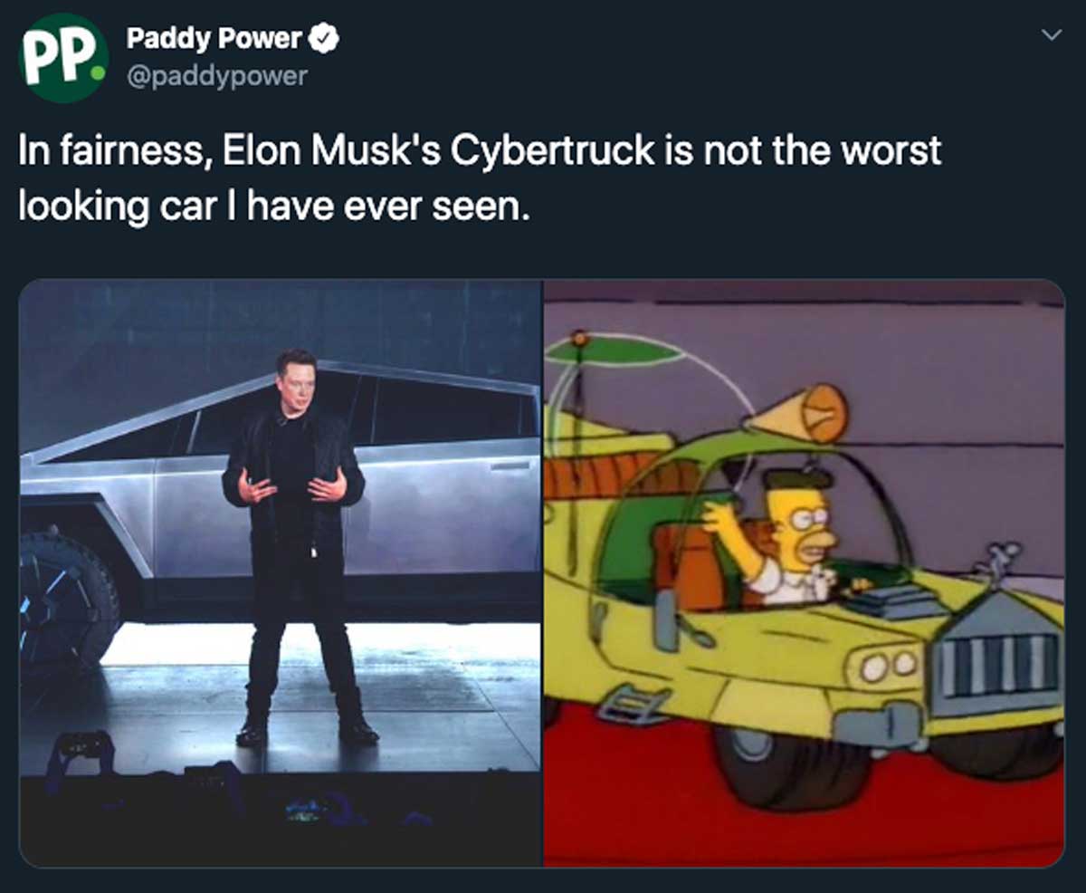 homer simpson car elon musk cybertruck