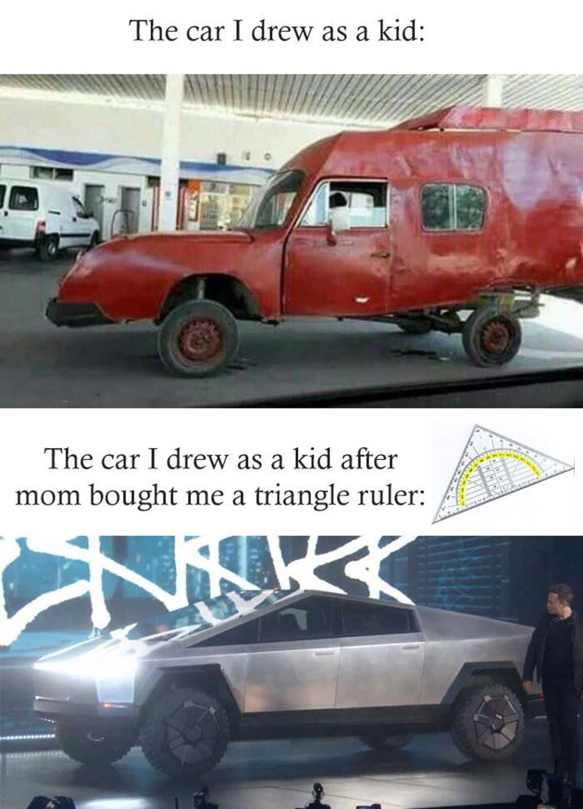 tesla cybertruck car i drew as a kid
