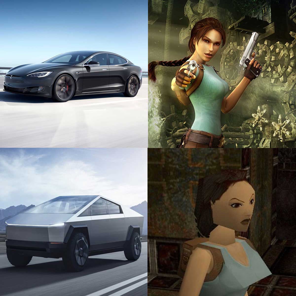 tesla cybertruck meme lara croft tomb raider