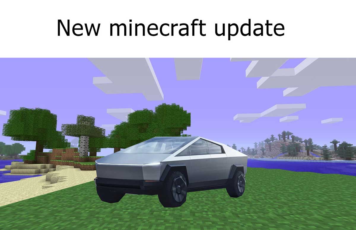 tesla cybertruck meme minecraft update