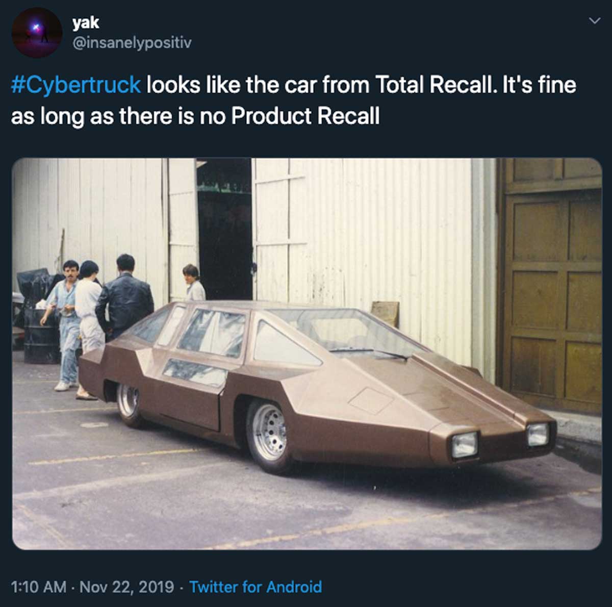 total recall car tesla cybertruck